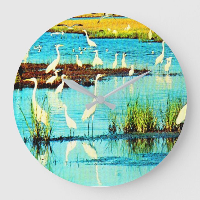 snowy egrets large clock (Front)