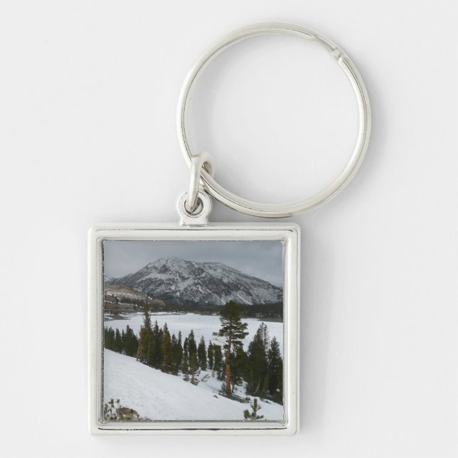 Snowy Ellery Lake California Winter Landscape Keychain (Front)