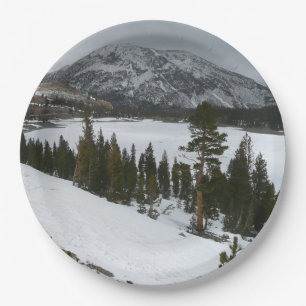 Snowy Ellery Lake California Winter Landscape Paper Plate