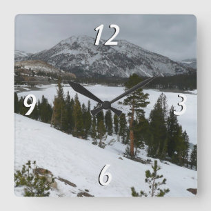 Snowy Ellery Lake California Winter Landscape Square Wall Clock