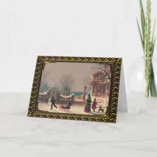 Snowy Eve encadré - Carte Vintage