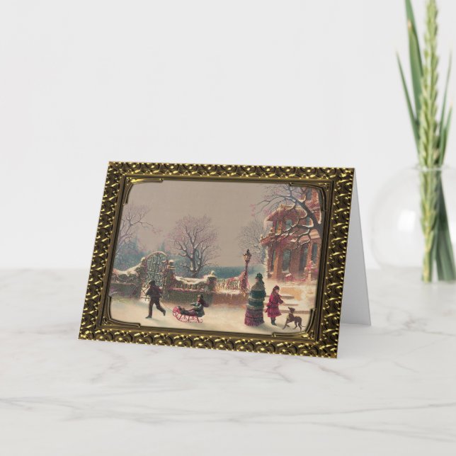 Snowy Eve encadré - Carte Vintage (Devant)