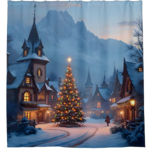Snowy Eve In The Square – Holiday Village Scene