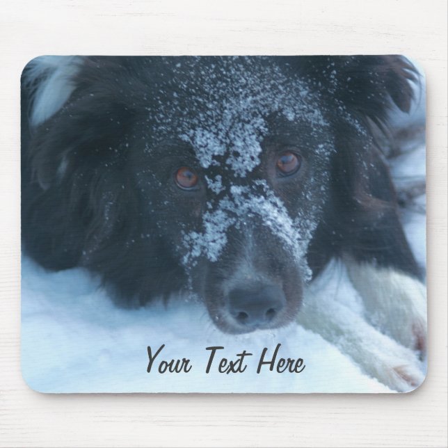 Snowy Faced Border Collie Cute Dog Mousepad (Front)