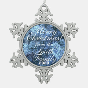 Snowy Family Greeting Christmas Ornament