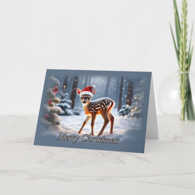 Snowy Fawn Christmas Card (Front)