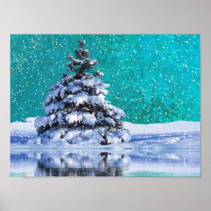Snowy Flurry Tree Poster