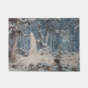 Snowy Forest (by Andreas Achenbach) Doormat