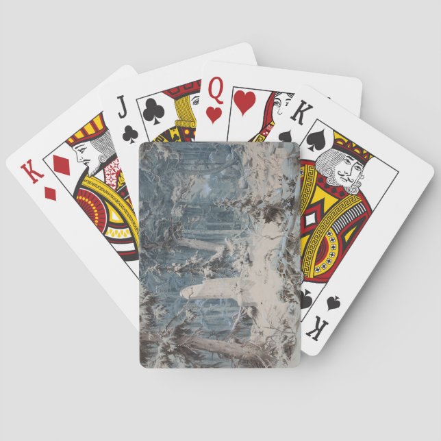 Snowy Forest (by Andreas Achenbach) Playing Cards (Back)