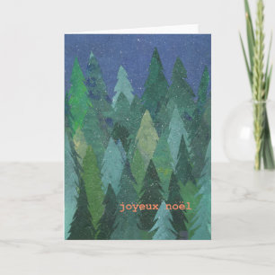 Snowy Forest Christmas Card: French Greeting Holiday Card