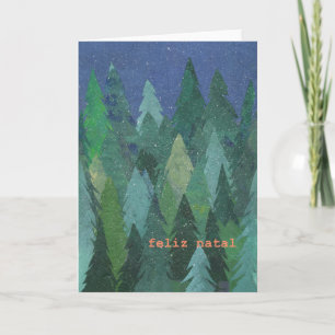 Snowy Forest Christmas Card: Portuguese Greeting Holiday Card