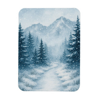 Snowy Forest Christmas Magnetic  Magnet