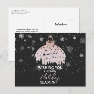 Snowy Forest Christmas Rose Gold Ornament Santa Holiday Postcard