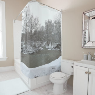 Snowy Forest Creek Winter Scene Landscape Nature