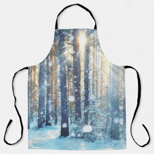 Snowy Forest Frosty Winter Scene Apron