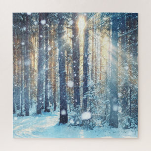 Snowy Forest Frosty Winter Scene Jigsaw Puzzle