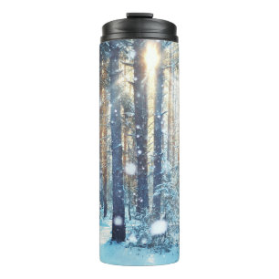 Snowy Forest Frosty Winter Scene Thermal Tumbler