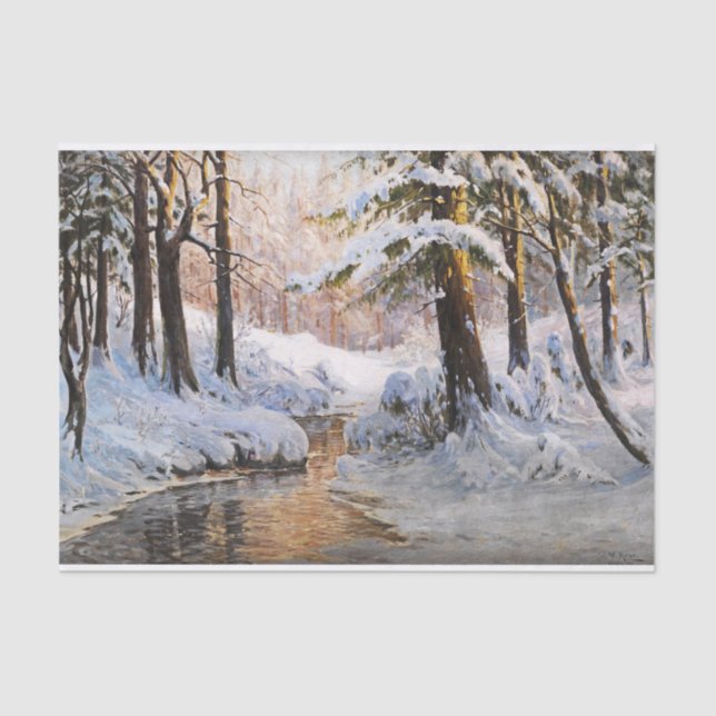 Snowy Forest Landscape, Walter Moras  Tissue Paper (Front)