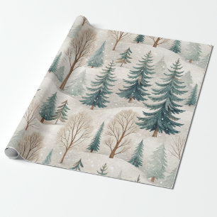Snowy Forest Pattern – Peaceful Winter Landscape Wrapping Paper