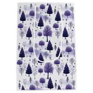 Snowy Forest Purple Christmas Medium Gift Bag