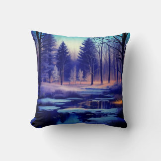 Snowy Forest Throw Pillow
