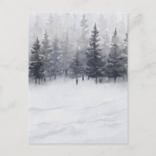 Snowy Forest Watercolour Postcard