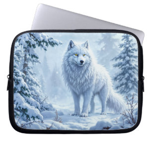 Snowy forest white wolf ice icicles decor  laptop sleeve