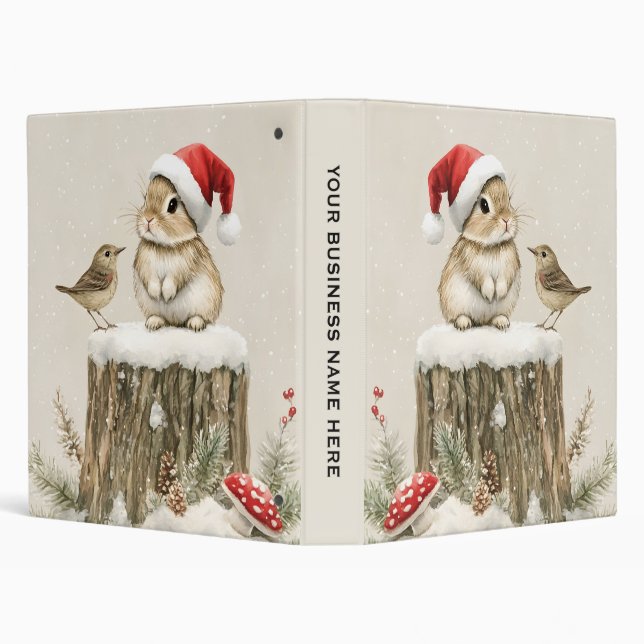 Snowy Forest Winter Woodland Christmas Bunny Bird  Binder (Background)