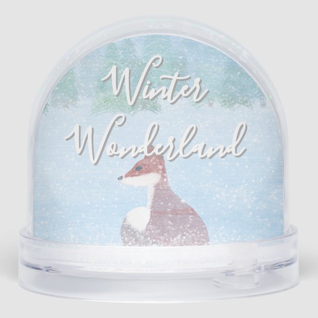 Snowy Fox Winter Wonderland Snow Globe (Back)