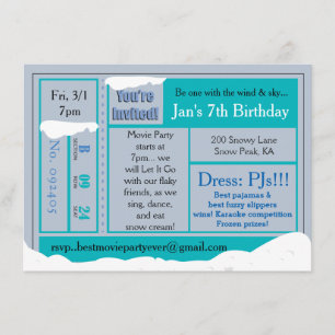 Snowy Frozen Movie Tix Invitation