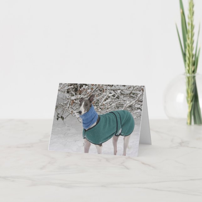 Snowy Girl: Greyhound Christmas Card (Front)