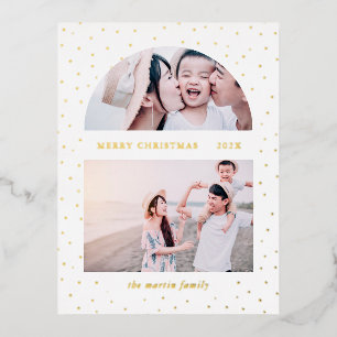 Snowy Globe Christmas Photo Foil Holiday Postcard