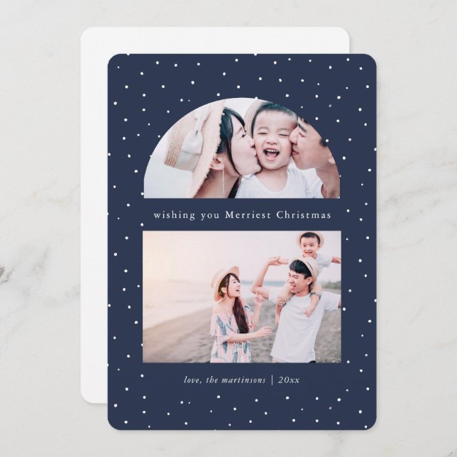 Snowy Globe Photo Christmas Holiday Card (Front/Back)