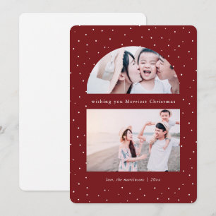 Snowy Globe Photo Red Christmas Holiday Card