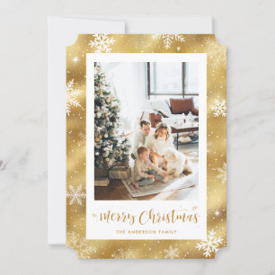 Snowy Gold Foil Photo Joyeuses Cartes de Noël