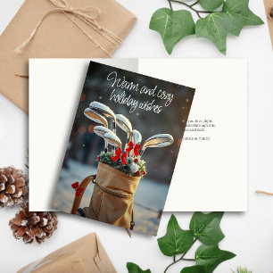 Snowy Golf Winter Season Wishes Holiday Card