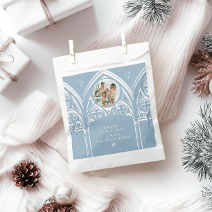 Snowy Gothic Winter Fairytale Christmas Blue Photo Favour Bag