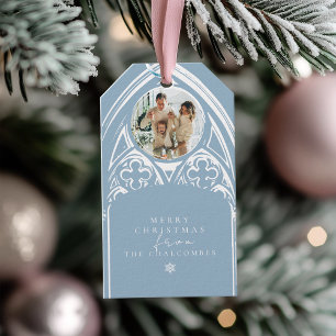 Snowy Gothic Winter Fairytale Christmas Blue Photo Gift Tags