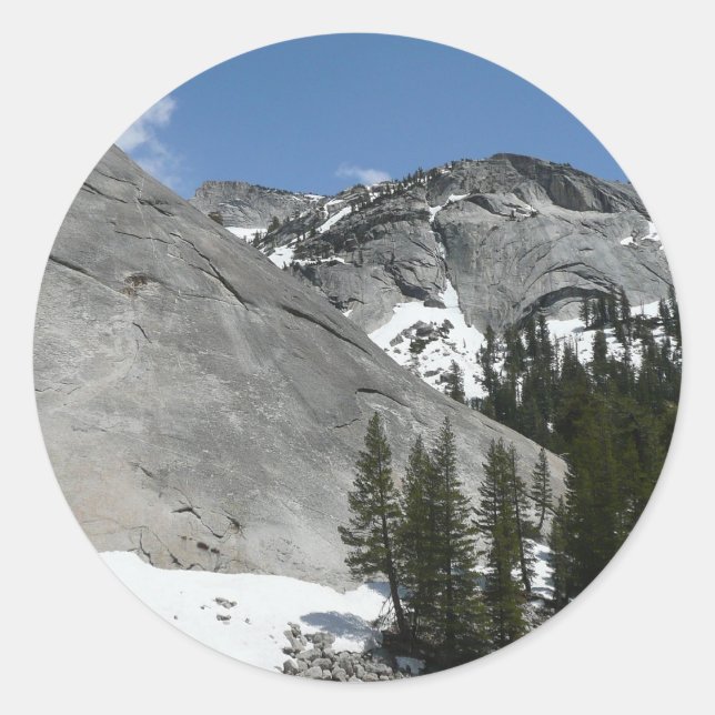 Snowy Granite Domes I at Yosemite National Park Classic Round Sticker (Front)