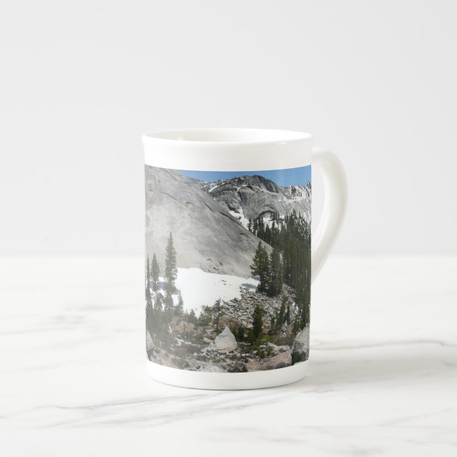 Snowy Granite Domes Panorama at Yosemite Bone China Mug (Front Right)