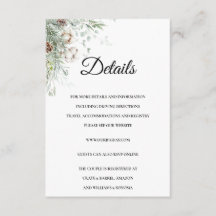 Snowy Greenery floral Enclosure Card Details