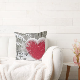 Snowy Heart - Romantic Throw Pillow