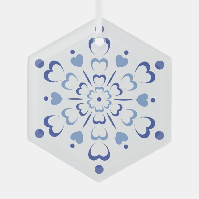 Snowy Heartburst Glass Ornament (Front)