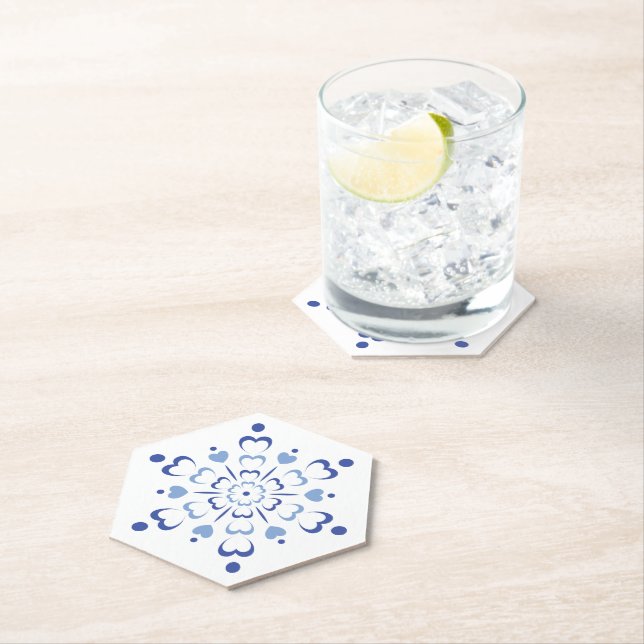 Snowy Heartburst Paper Coaster (Insitu)