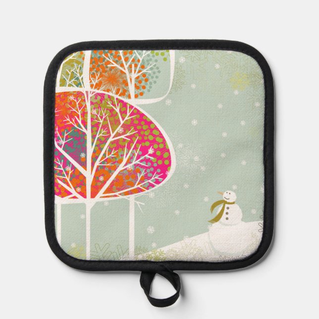Snowy Hills winter kitchen pot holder (Front)