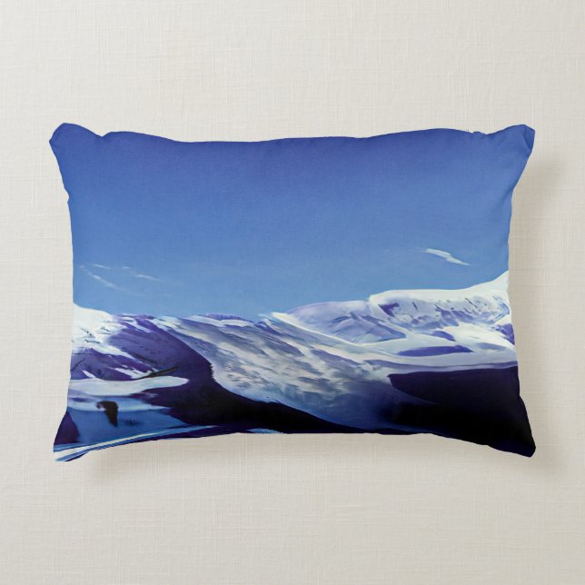 Snowy hills, winter panorama accent pillow (Front)