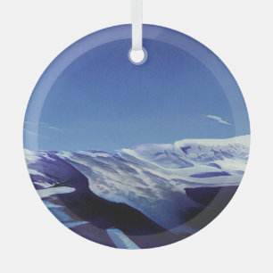 Snowy hills, winter panorama glass ornament