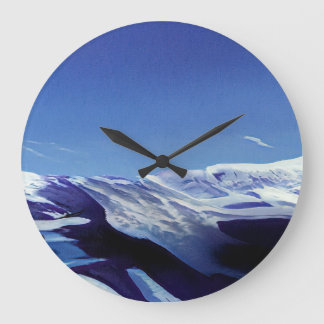 Snowy hills, winter panorama large clock