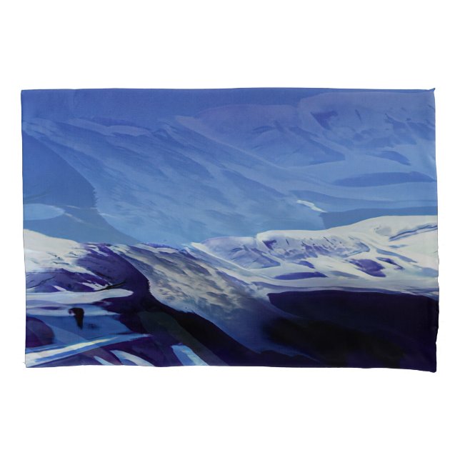 Snowy hills, winter panorama pillowcase (Front)