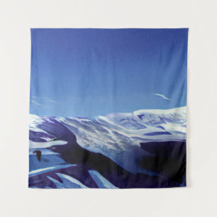 Snowy hills, winter panorama tapestry